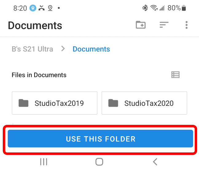 Android storage setup - step 2