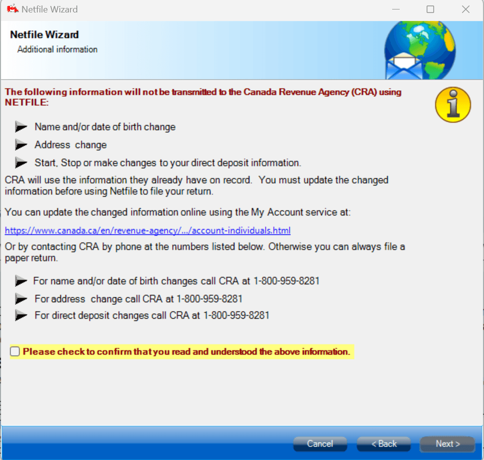 Confirm reading instructions checkbox