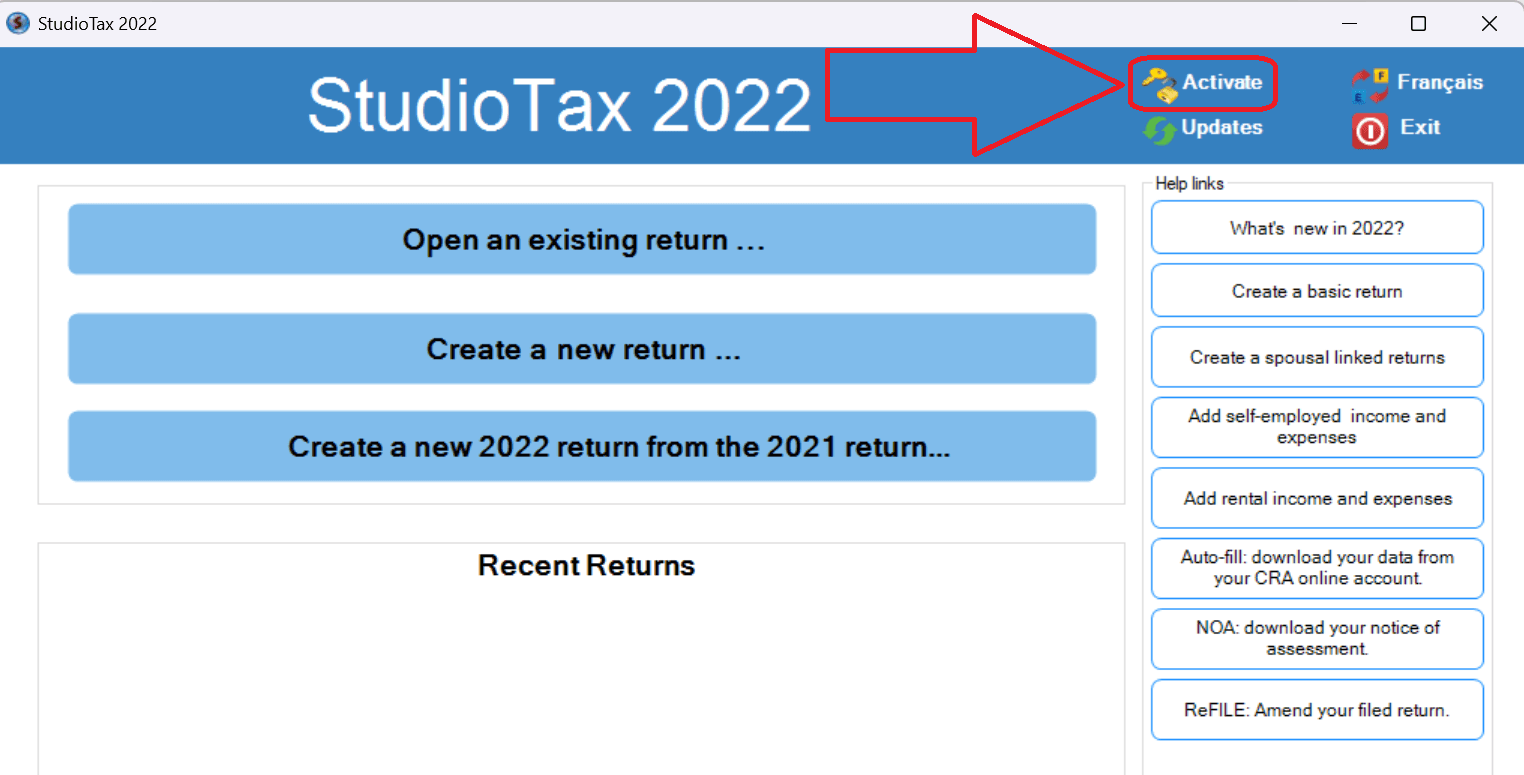 Activate button from welcome page