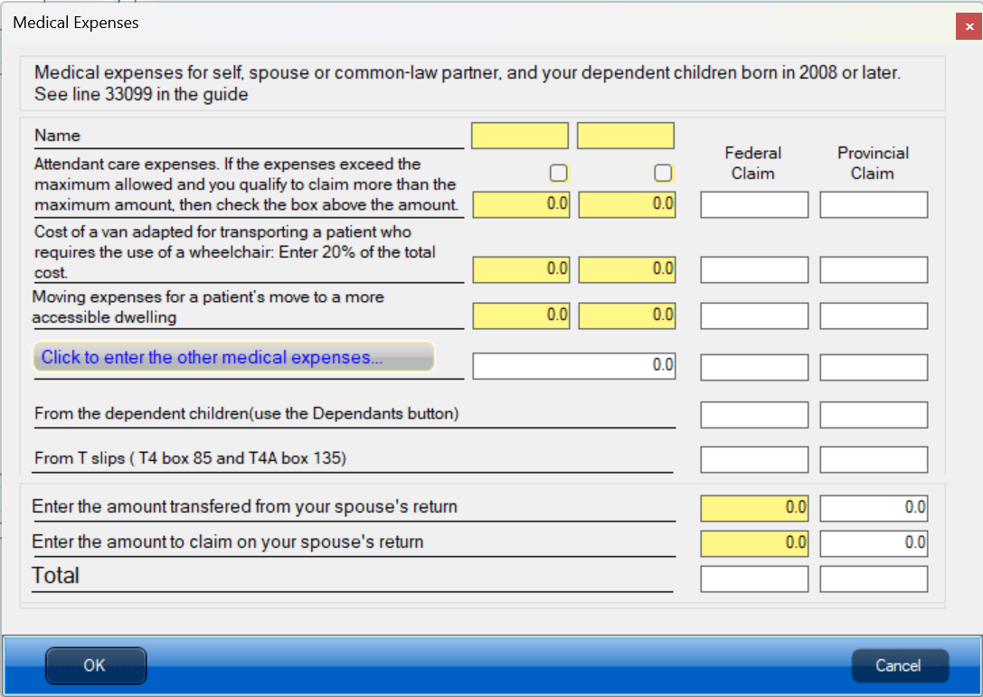 Medical Expenses tool