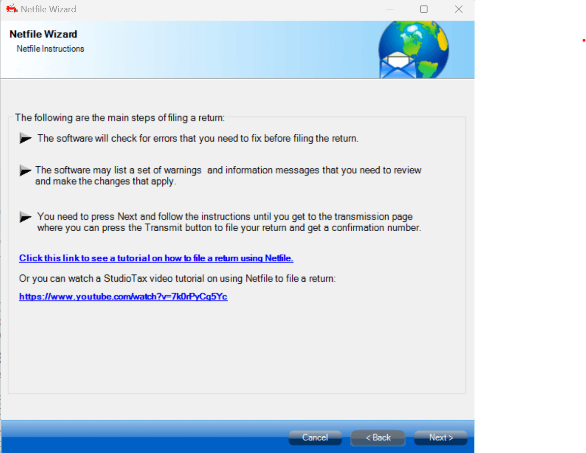 NETFILE wizard