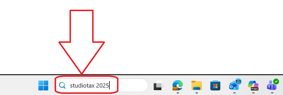 Finding StudioTax using the Windows search bar