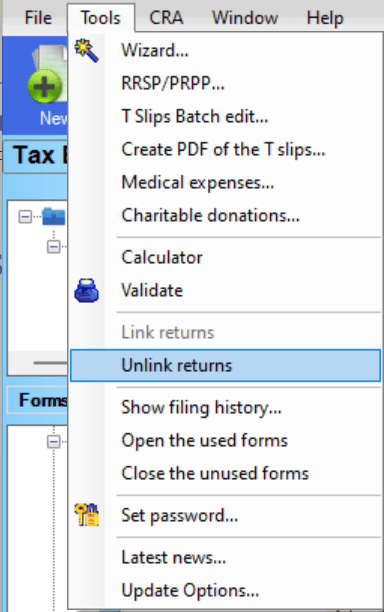 Unlink returns option